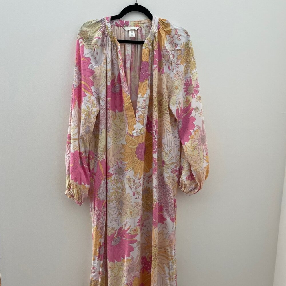 H&M Pink and Yellow Floral Maxi Dress